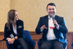 Lisa Dressler, Executive Director, Southeast Alberta Chamber of Commerce, and Anthony Azard (Il/Lui/He/Him), CEO, Chambre de commerce Cap-Acadie Chamber of Commerce speak during the Chamber of Commerce Executives of Canada 2024 Conference.
