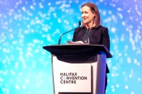 A women at the podium